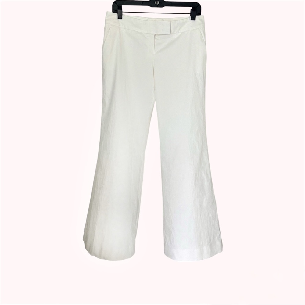 Escada White Wide Leg Cotton Blend Pants Stretch Mid-rise Size 36 US Size 6